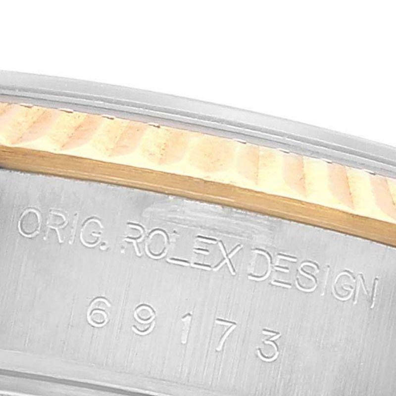 Rolex Datejust Damenuhr 69173, Stahl, Gelbgold, geriffelte Lünette im Angebot 3
