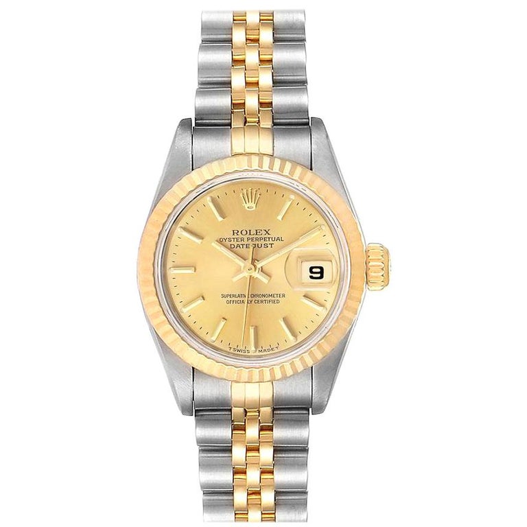 Rolex Datejust Steel Yellow Gold Fluted Bezel Ladies Watch 69173 For ...