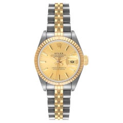 Vintage Rolex Datejust Steel Yellow Gold Fluted Bezel Ladies Watch 69173