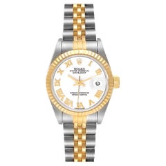 Rolex Datejust Damenuhr aus Stahl und Gelbgold mit geriffelter Lünette 69173