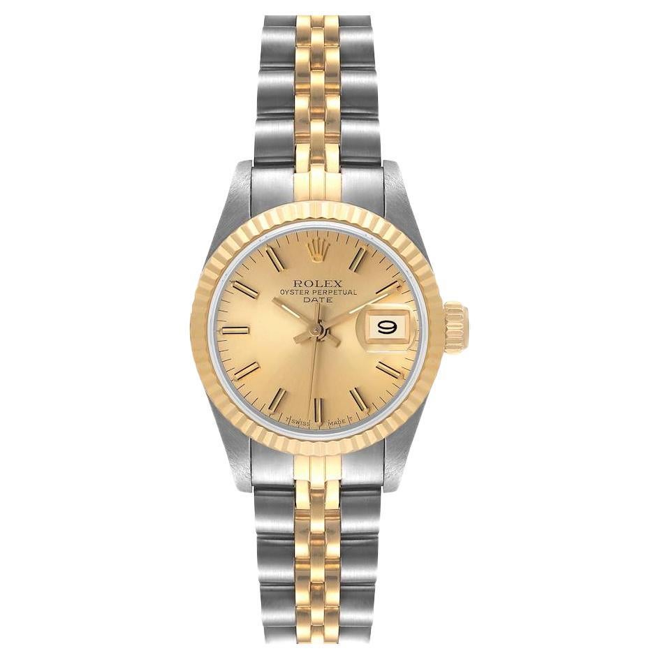 Rolex Datejust Steel Yellow Gold Fluted Bezel Ladies Watch 69173 For