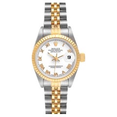 Rolex Datejust Steel Yellow Gold Fluted Bezel Ladies Watch 69173