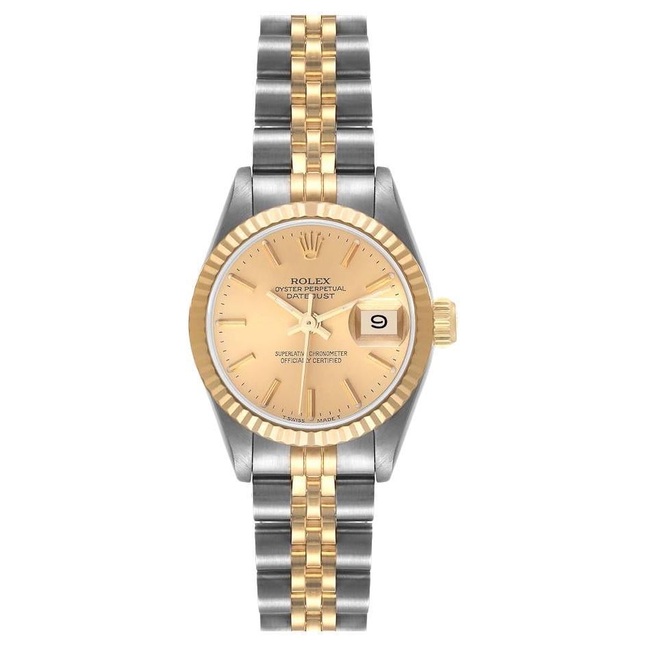 Rolex Datejust Steel Yellow Gold Fluted Bezel Ladies Watch 69173 For