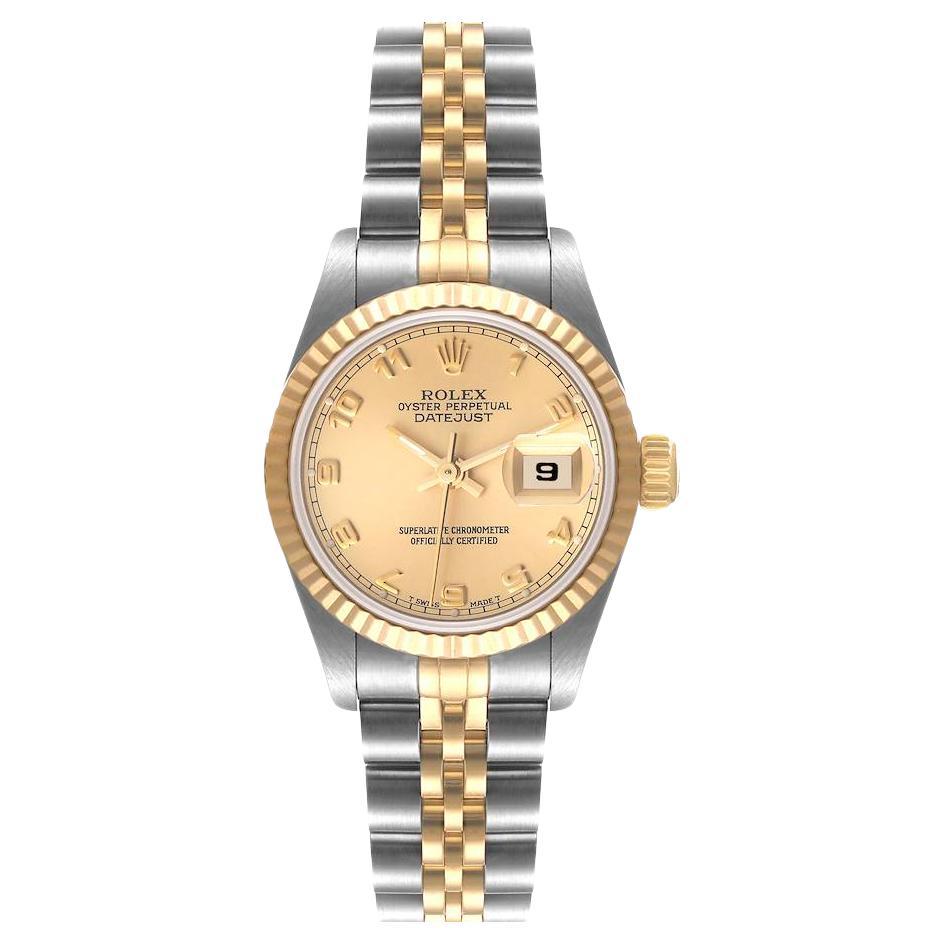 Rolex Datejust Steel Yellow Gold Fluted Bezel Ladies Watch 69173 For