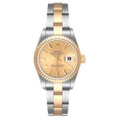 Rolex Datejust Steel Yellow Gold Fluted Bezel Ladies Watch 69173