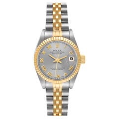 Rolex Datejust Steel Yellow Gold Fluted Bezel Ladies Watch 69173
