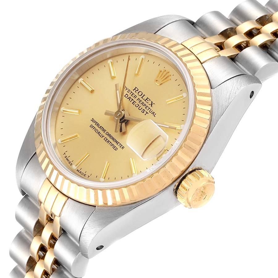Rolex Datejust Steel Yellow Gold Fluted Bezel Ladies Watch 69173 Papers For Sale 1