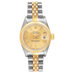 Rolex Datejust Steel Yellow Gold Fluted Bezel Ladies Watch 69173 Papers