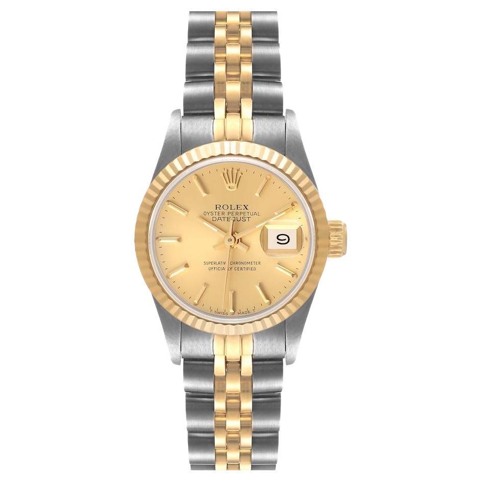Rolex Datejust Steel Yellow Gold Fluted Bezel Ladies Watch 69173 Box ...