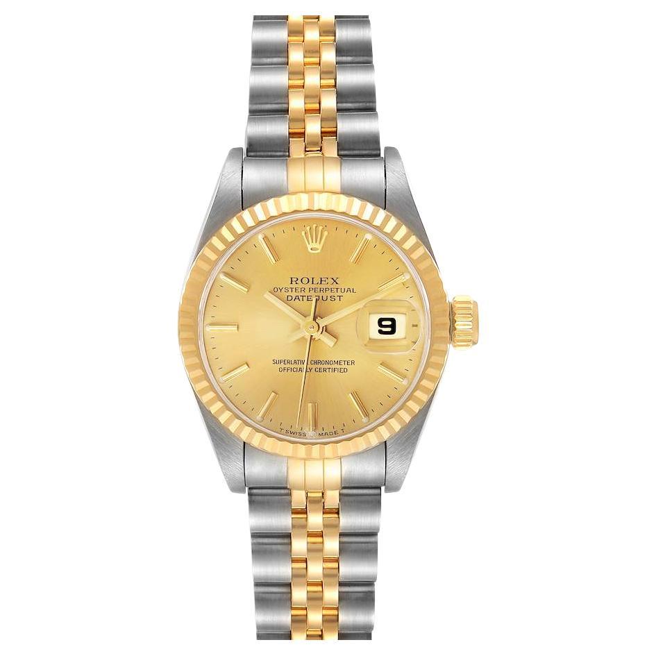 Rolex Datejust Steel Yellow Gold Fluted Bezel Ladies Watch 69173 For