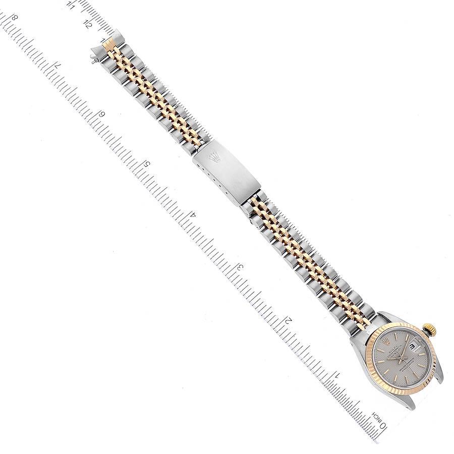 Rolex Datejust Stahl-Damenuhr 69173 mit geriffelter Lünette und Wandteppich-Zifferblatt im Angebot 7