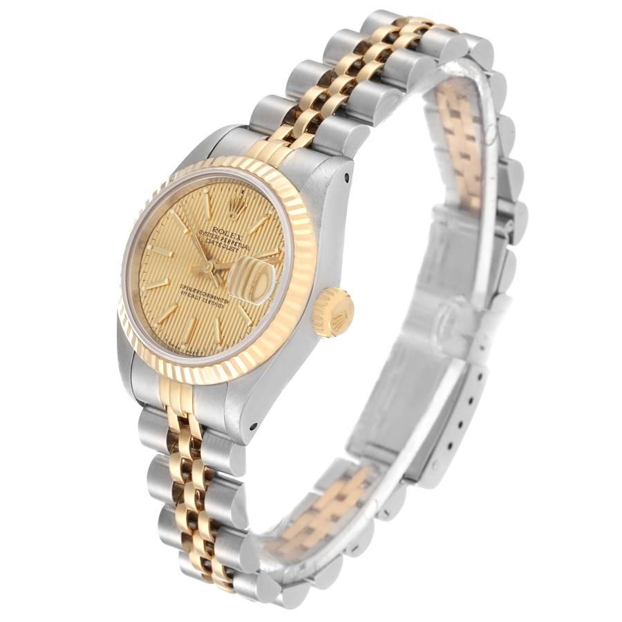 Women's Rolex Datejust Steel Yellow Gold Fluted Bezel Tapestry Dial Ladies Watch 69173