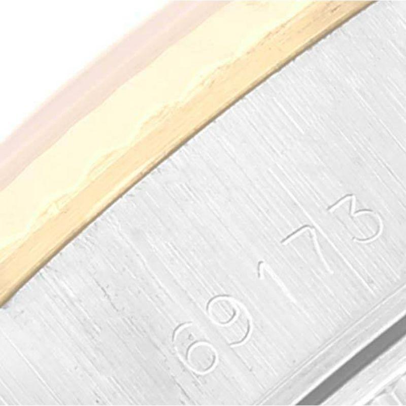 Rolex Datejust Stahl-Damenuhr 69173 mit geriffelter Lünette und Wandteppich-Zifferblatt im Angebot 4