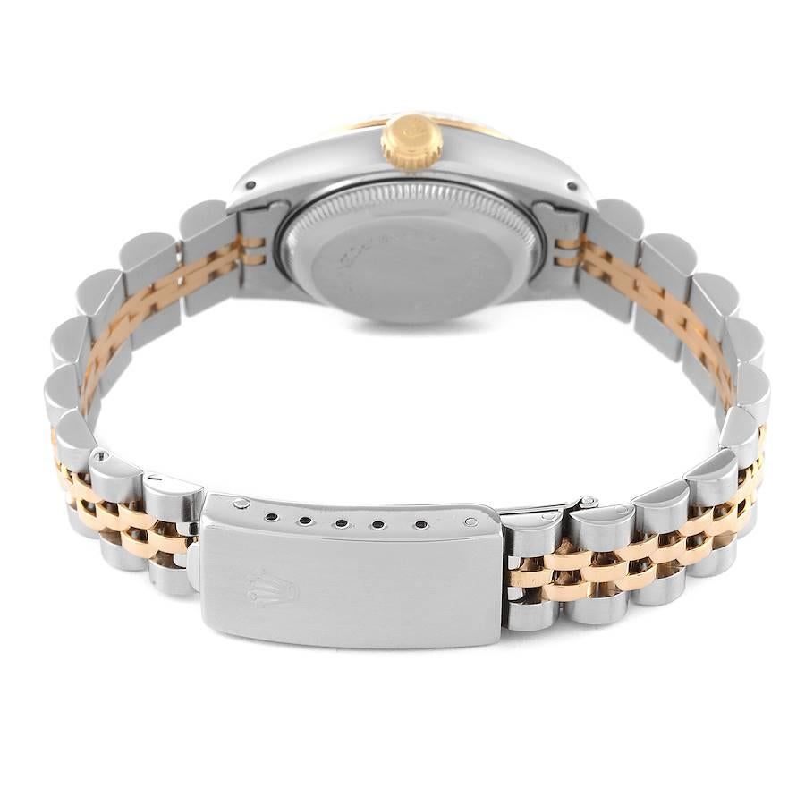 Rolex Datejust Stahl-Damenuhr 69173 mit geriffelter Lünette und Wandteppich-Zifferblatt im Angebot 6