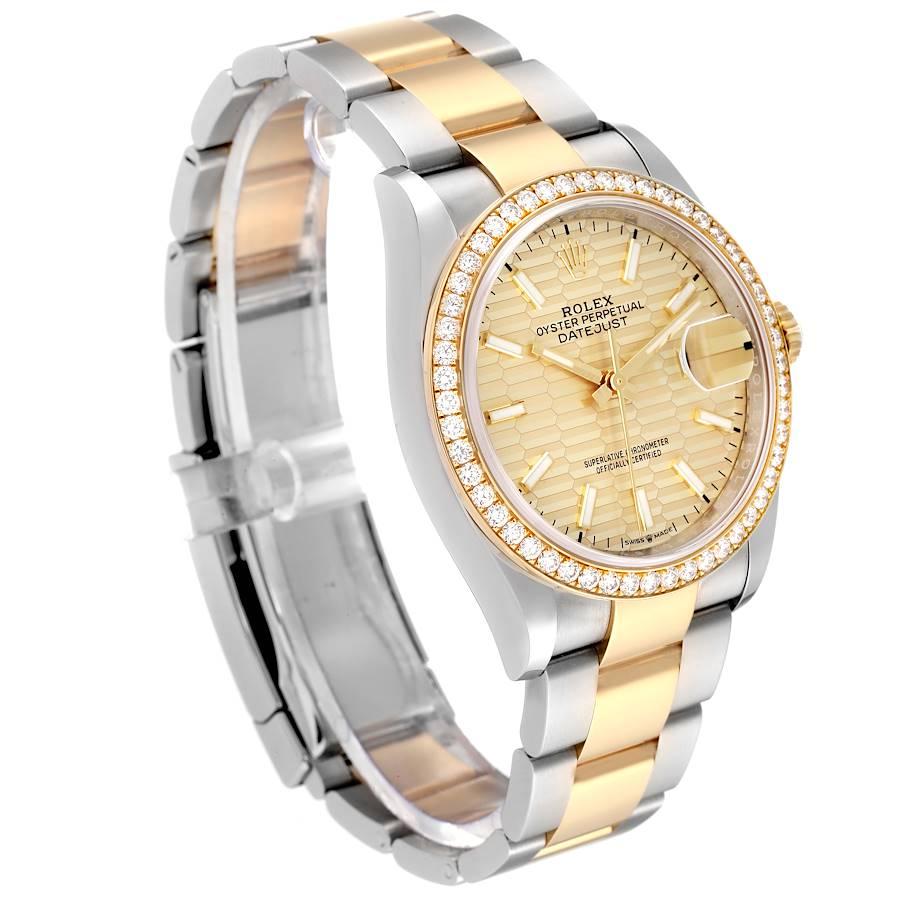 Rolex Datejust Steel Yellow Gold Fluted Dial Diamond Watch 126283 Unworn In Excellent Condition For Sale In Atlanta, GA