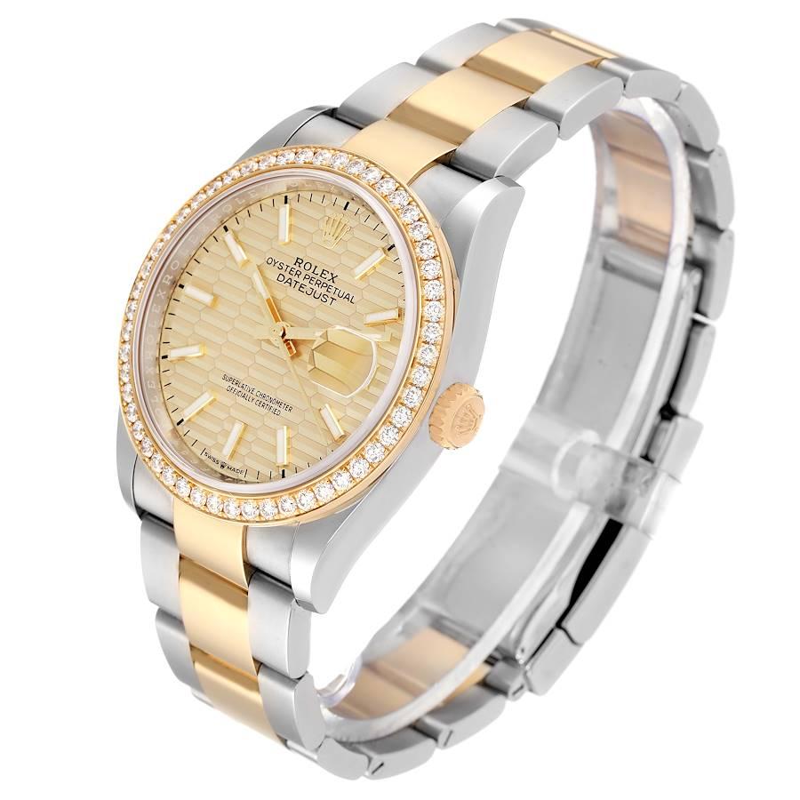 Men's Rolex Datejust Steel Yellow Gold Fluted Dial Diamond Watch 126283 Unworn For Sale