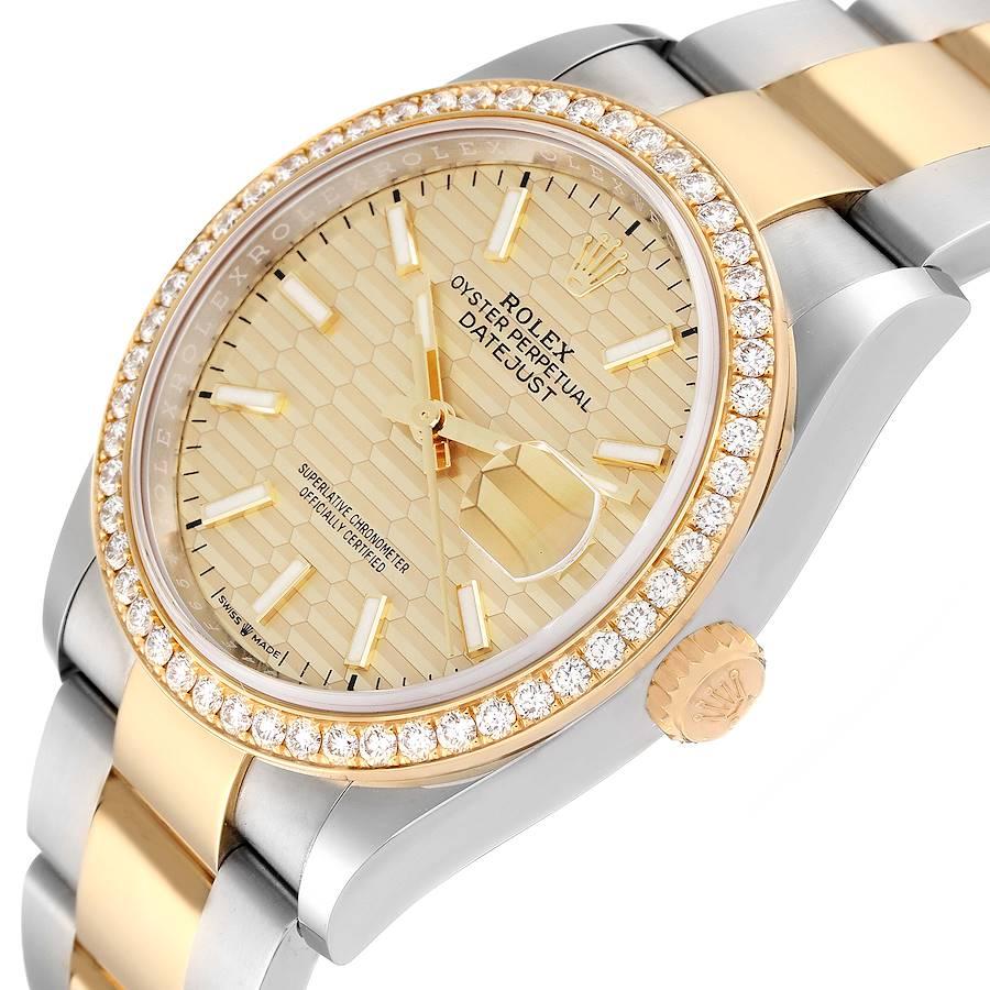 Rolex Datejust Steel Yellow Gold Fluted Dial Diamond Watch 126283 Unworn For Sale 1