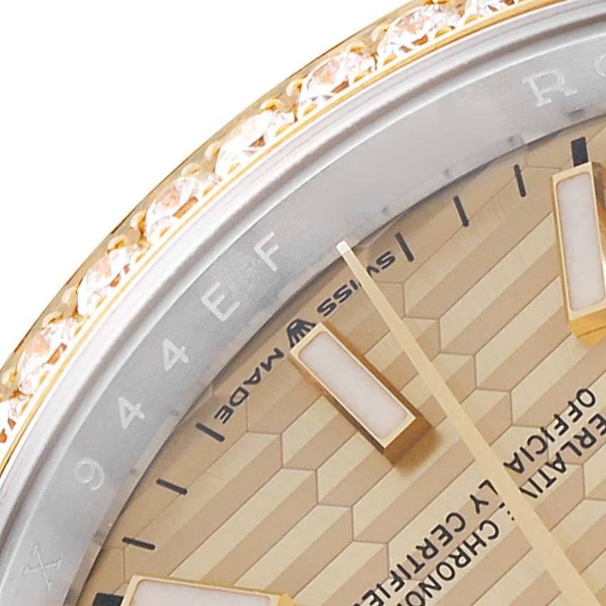 Rolex Datejust Steel Yellow Gold Fluted Dial Diamond Watch 126283 Unworn For Sale 2