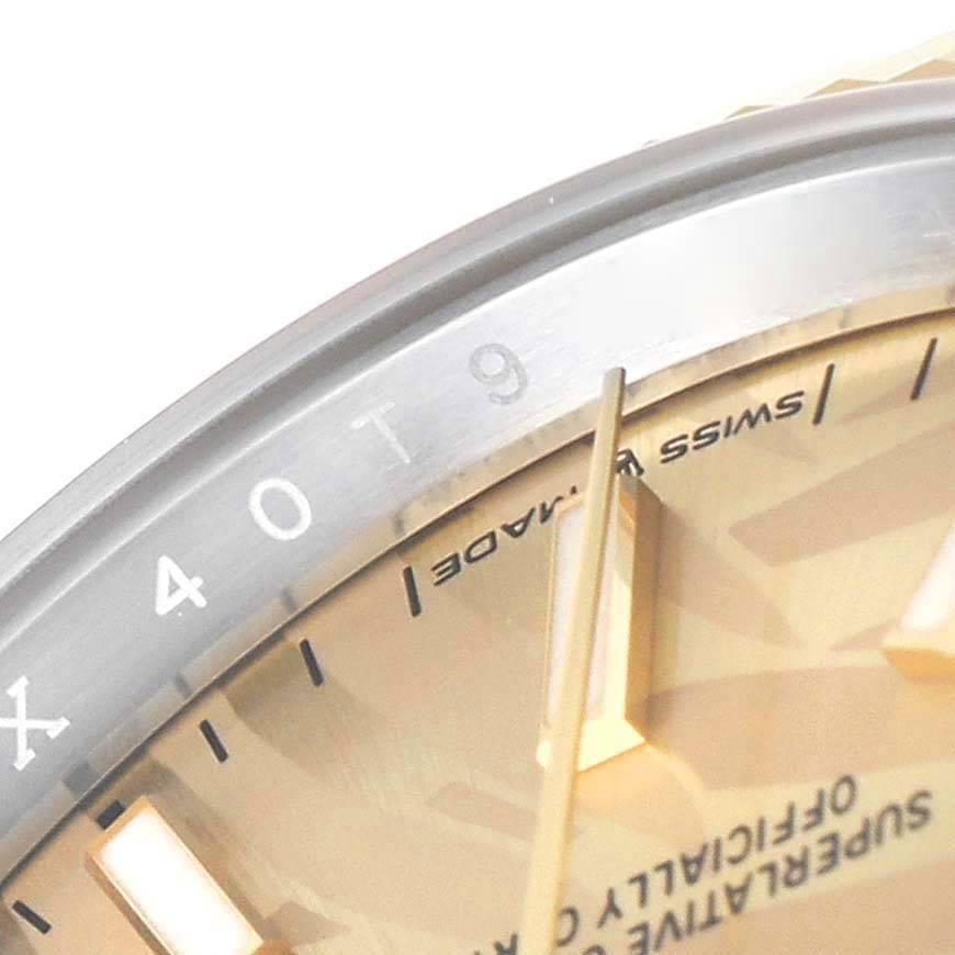 Rolex Datejust Stahl Gelbgold Goldenes Palmen Zifferblatt Herrenuhr 126233 Ungetragen im Angebot 4