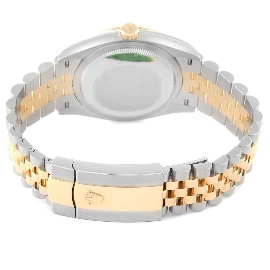 Rolex Datejust Stahl Gelbgold Goldenes Palmen Zifferblatt Herrenuhr 126233 Ungetragen im Angebot 5