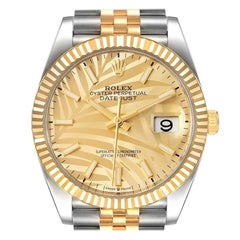 Rolex Datejust Stahl Gelbgold Goldenes Palmen Zifferblatt Herrenuhr 126233 Ungetragen