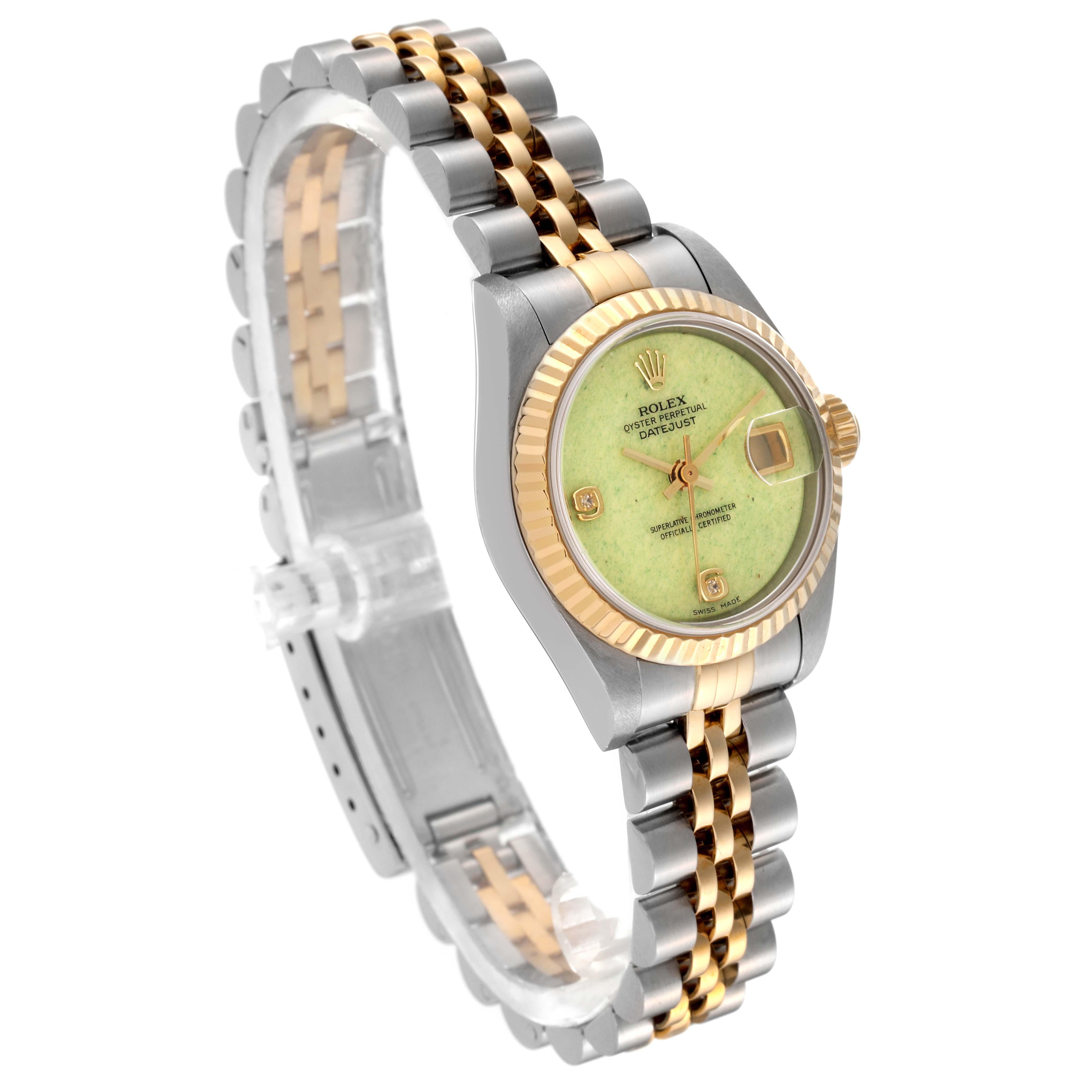 Rolex Datejust Steel Yellow Gold Green Jadeite Diamond Ladies Watch 79173 For Sale 7