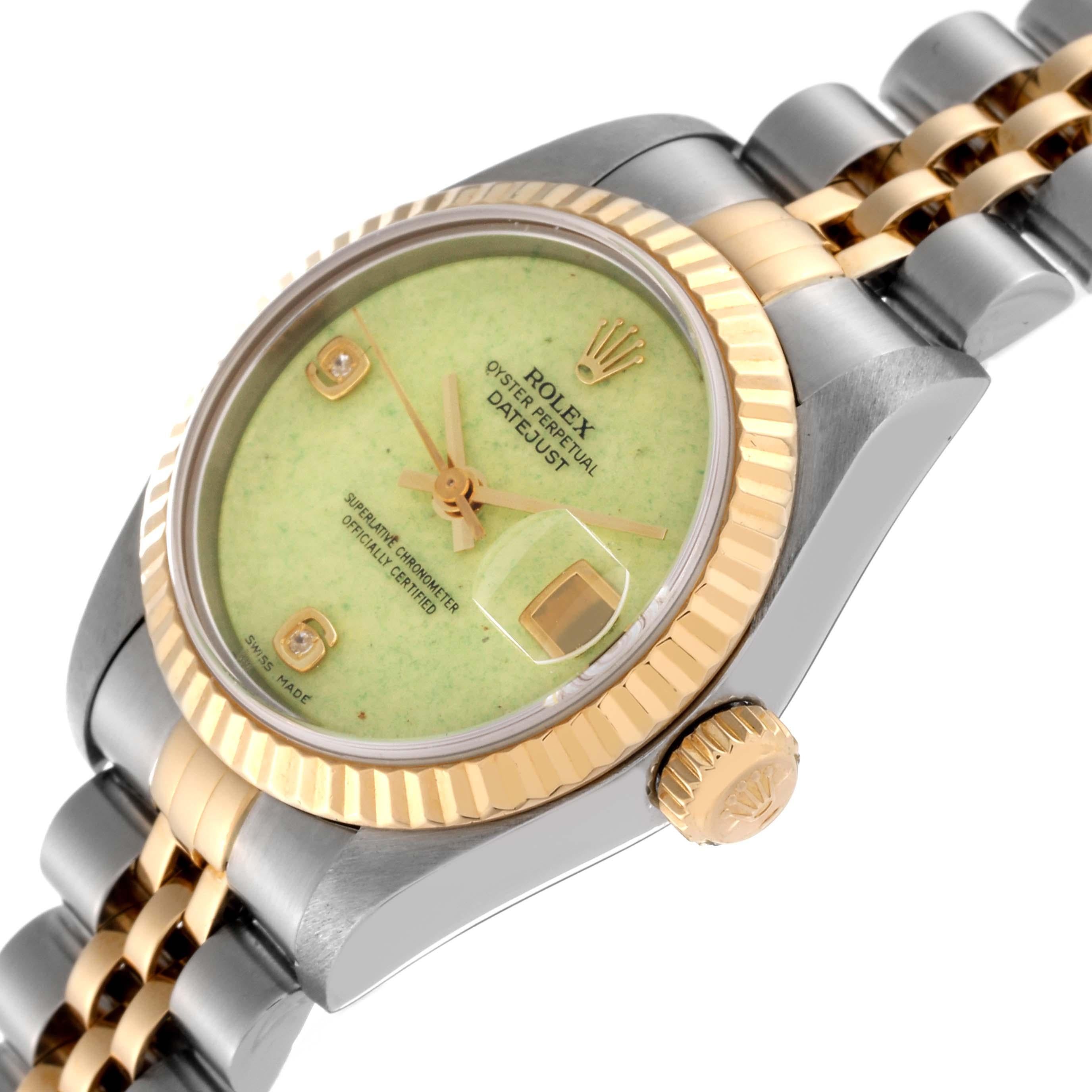 Rolex Datejust Steel Yellow Gold Green Jadeite Diamond Ladies Watch 79173 For Sale 1
