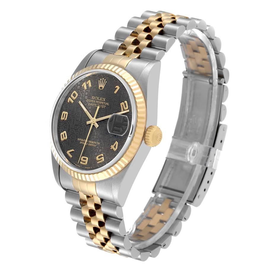 Men's Rolex Datejust Steel Yellow Gold Grey Anniversary Dial Mens Watch 16233
