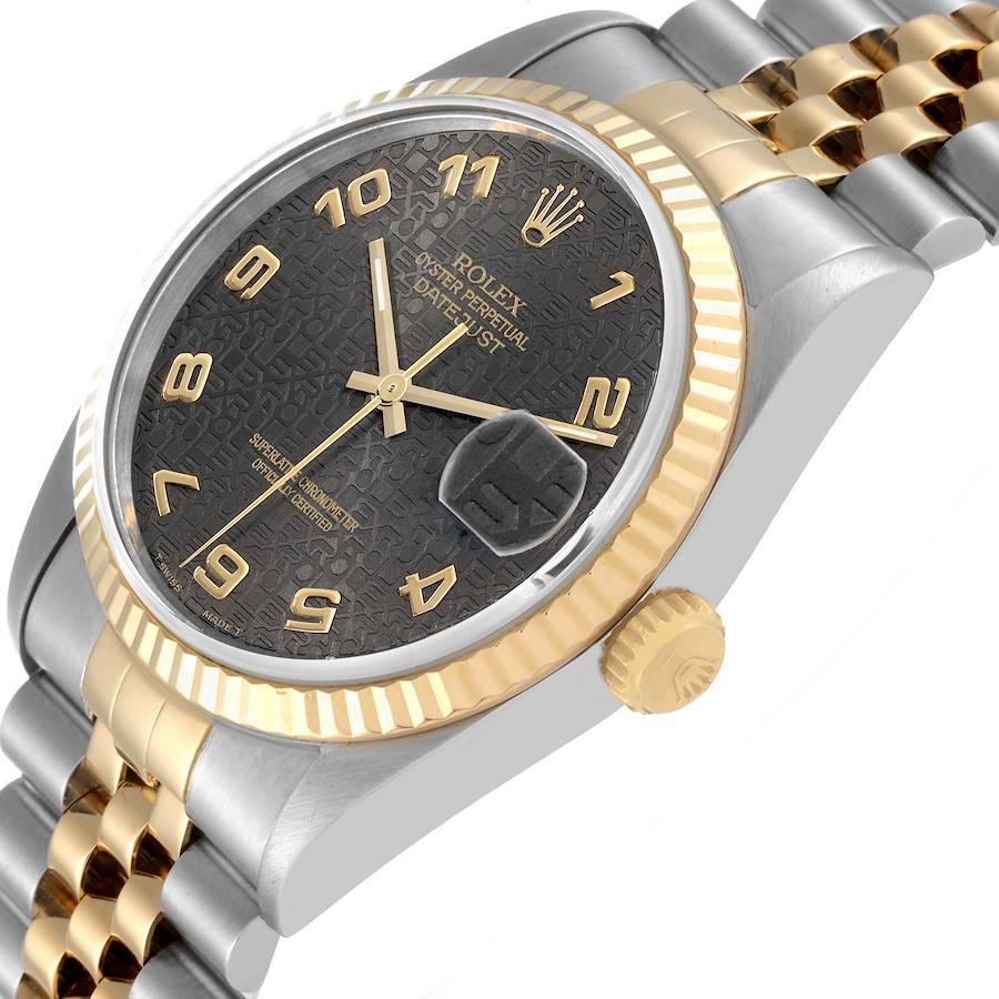 Rolex Datejust Steel Yellow Gold Grey Anniversary Dial Mens Watch 16233 1