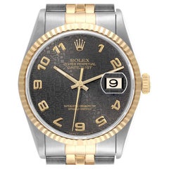Rolex Datejust Steel Yellow Gold Grey Anniversary Dial Mens Watch 16233