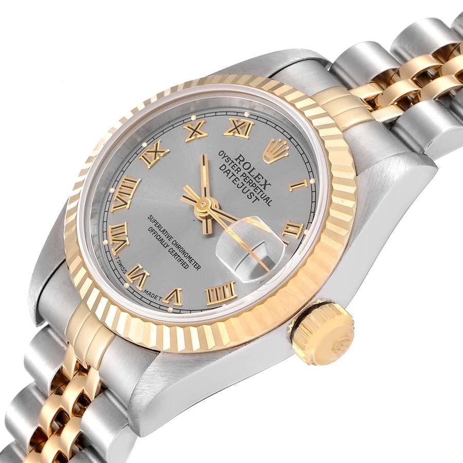 Rolex Datejust Steel Yellow Gold Grey Dial Ladies Watch 69173 Box Papers For Sale 2
