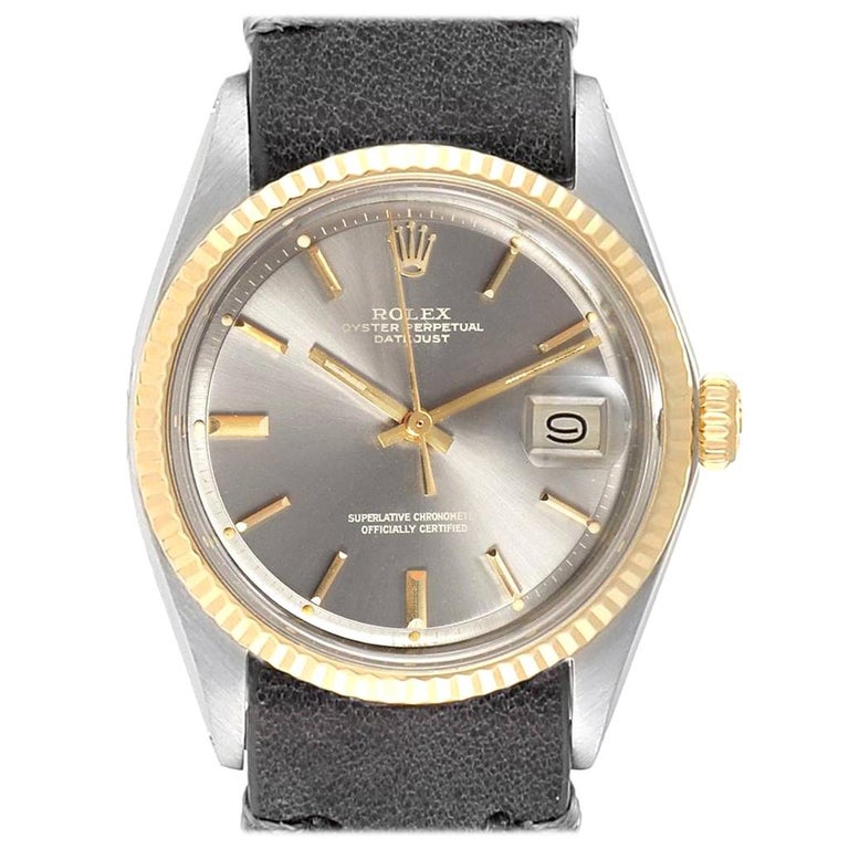 Rolex Datejust Steel Yellow Gold Grey Dial Vintage Men's Watch 1601 For ...