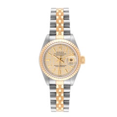 Rolex Datejust Steel Yellow Gold Houndstooth Dial Ladies Watch 69173