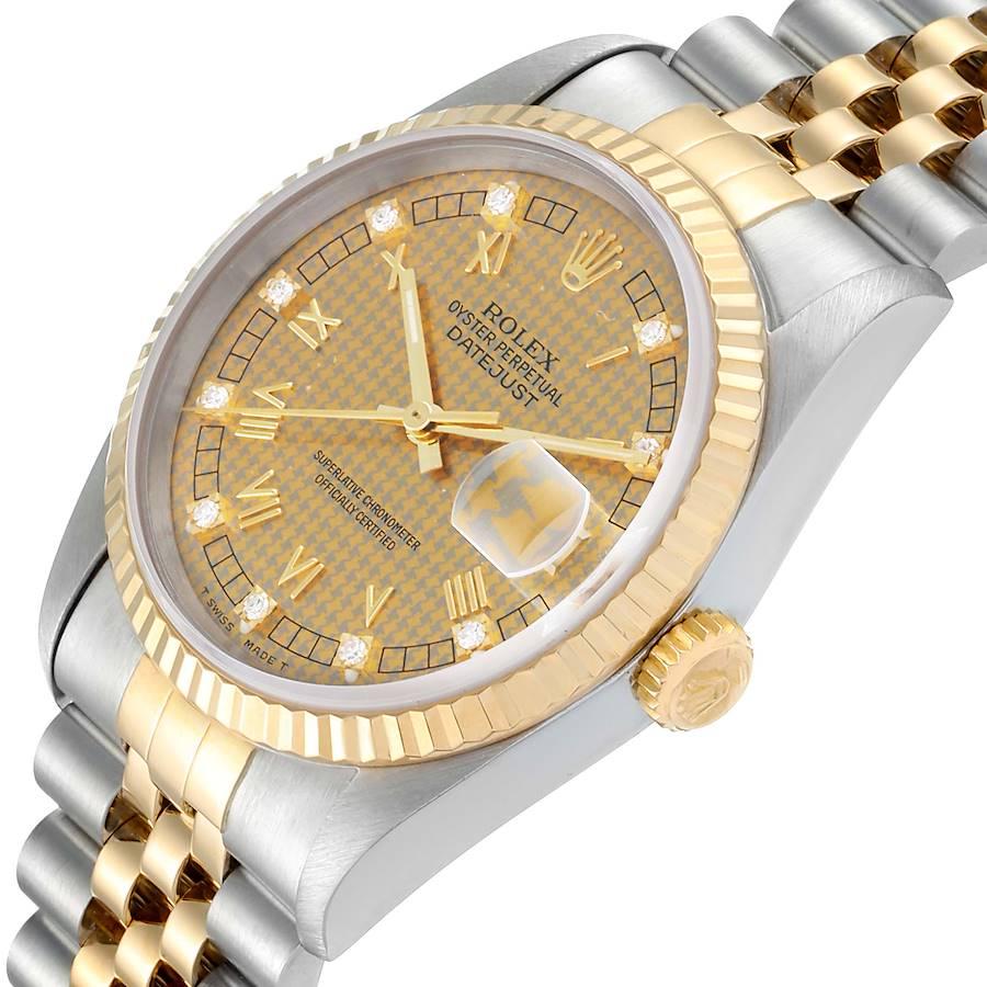 Rolex Datejust Steel Yellow Gold HoundsTooth Diamond Men's Watch 16233 1