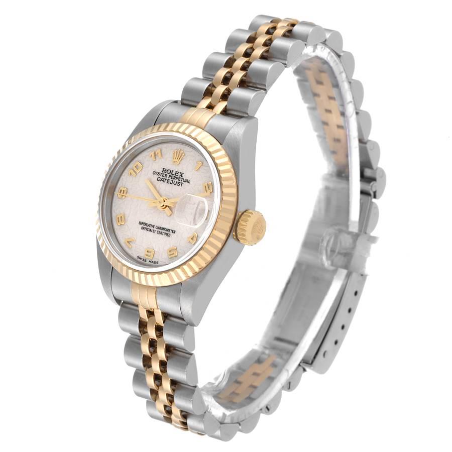De las mujeres Rolex Datejust Acero Oro Amarillo Esfera Aniversario Marfil Reloj Señora 79173