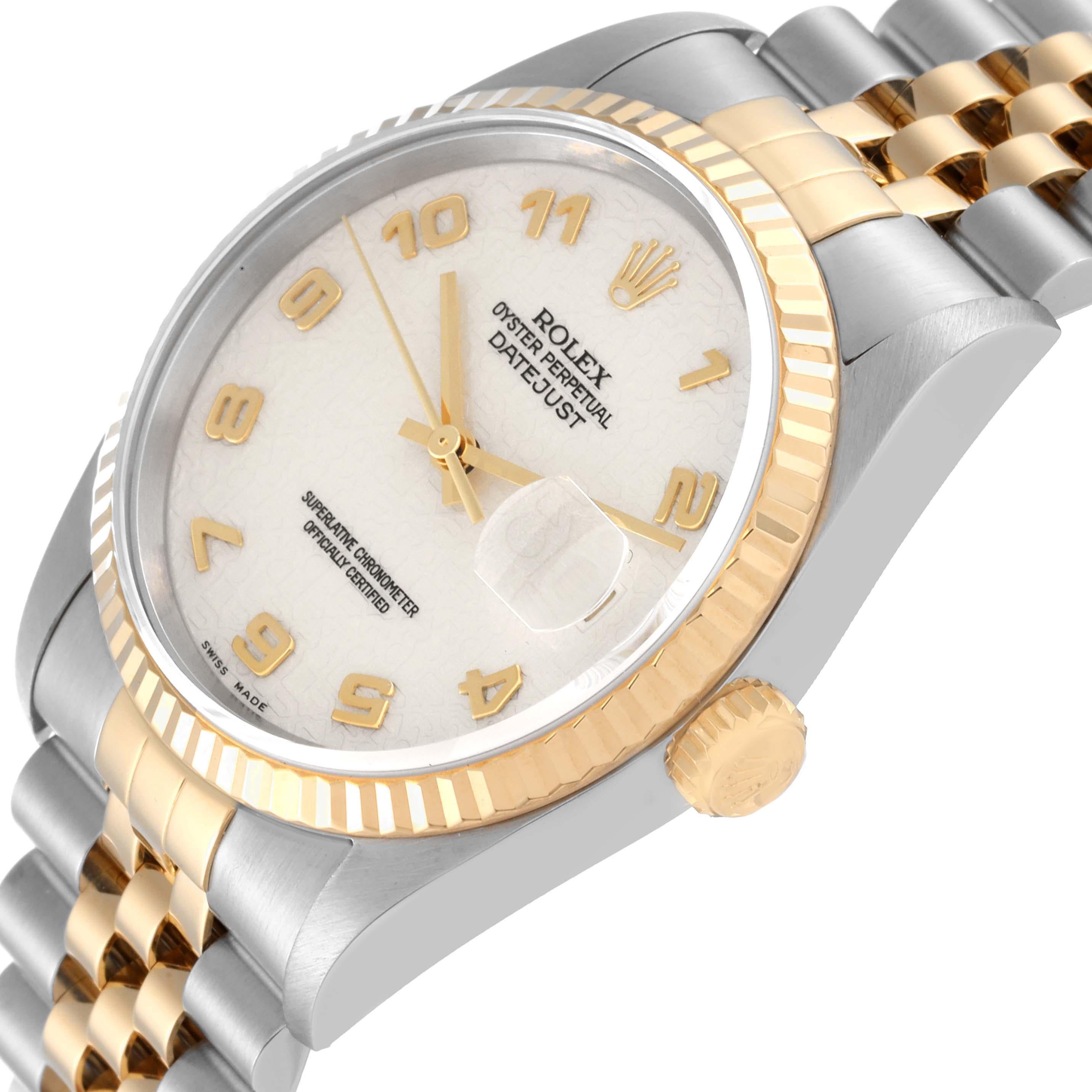 Men's Rolex Datejust Steel Yellow Gold Ivory Anniversary Dial Mens Watch 16233 For Sale