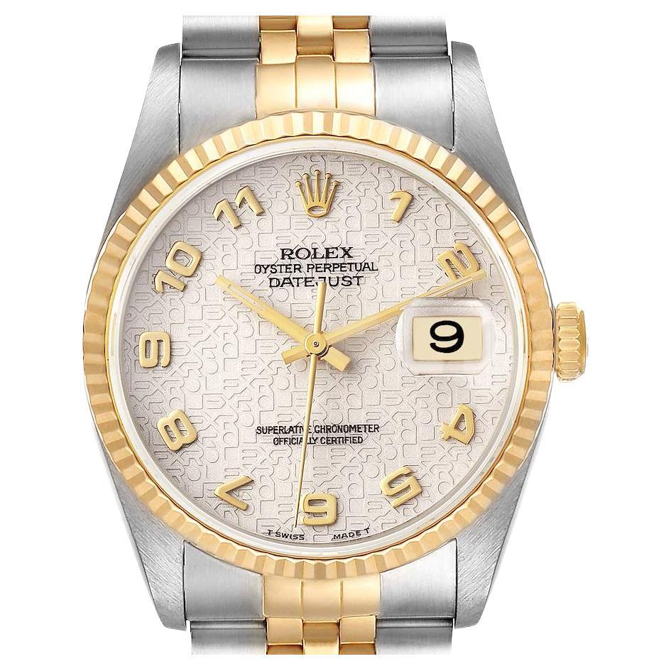 Rolex Datejust Steel Yellow Gold Ivory Roman Dial Mens Watch 16233 For ...