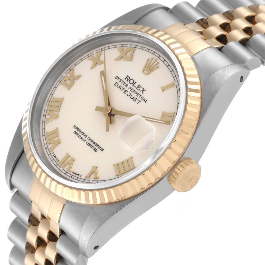 Men's Rolex Datejust Steel Yellow Gold Ivory Dial Mens Watch 16233