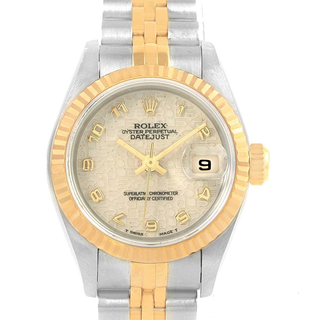 Rolex Datejust Steel Yellow Gold Ivory Jubilee Dial Ladies Watch 69173 For Sale 2