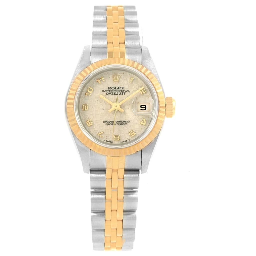 Rolex Datejust Steel Yellow Gold Ivory Jubilee Dial Ladies Watch 69173 For Sale 4