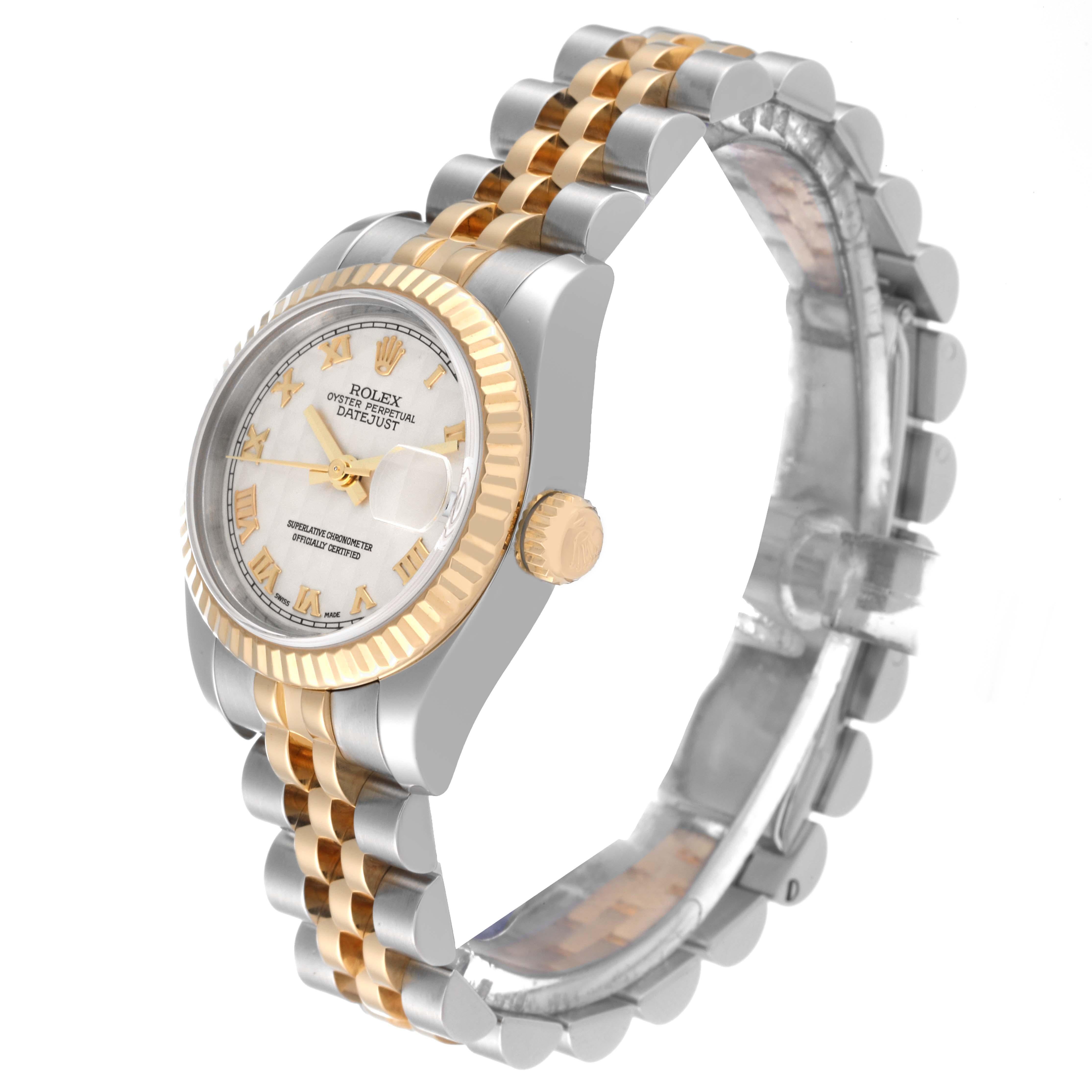 Women's Rolex Datejust Steel Yellow Gold Ivory Pyramid Dial Ladies Watch 179173 For Sale