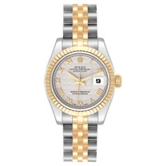 Rolex Datejust Steel Yellow Gold Ivory Pyramid Dial Ladies Watch 179173