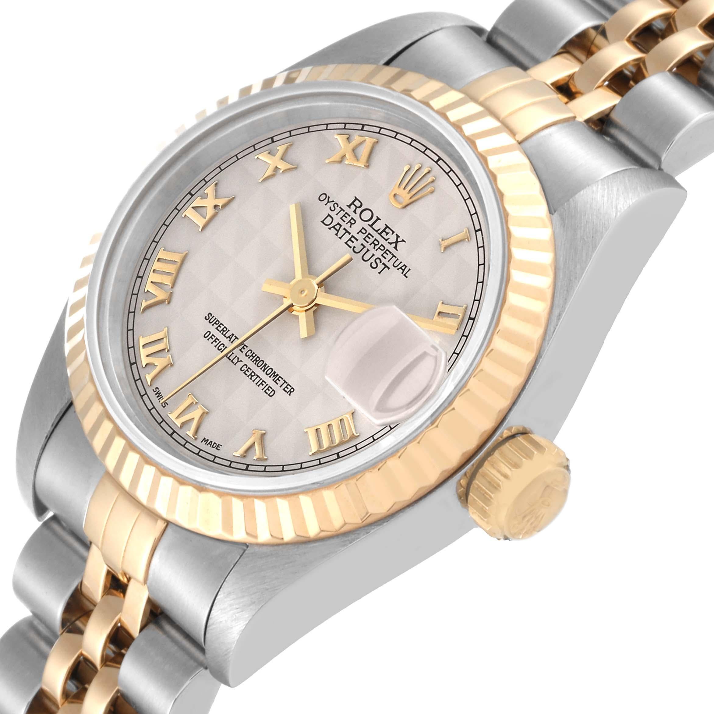 Rolex Datejust Steel Yellow Gold Ivory Pyramid Dial Ladies Watch 69173 1