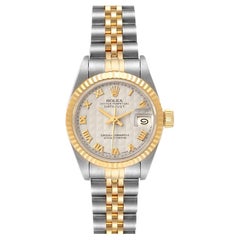 Rolex Datejust Steel Yellow Gold Ivory Pyramid Dial Ladies Watch 69173