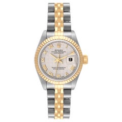 Rolex Datejust Steel Yellow Gold Ivory Pyramid Dial Ladies Watch 69173