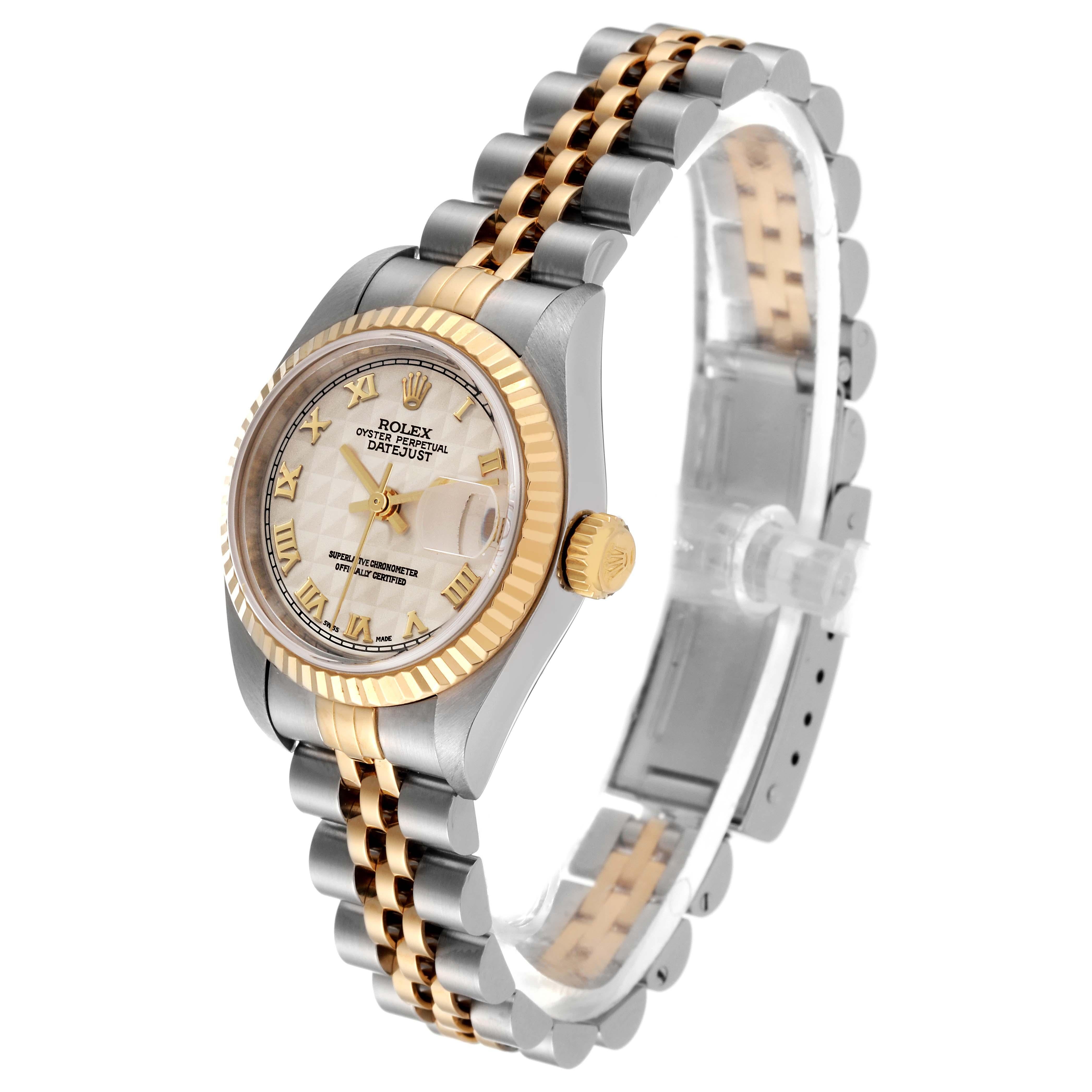 Rolex Datejust Steel Yellow Gold Ivory Pyramid Dial Ladies Watch 79173 7