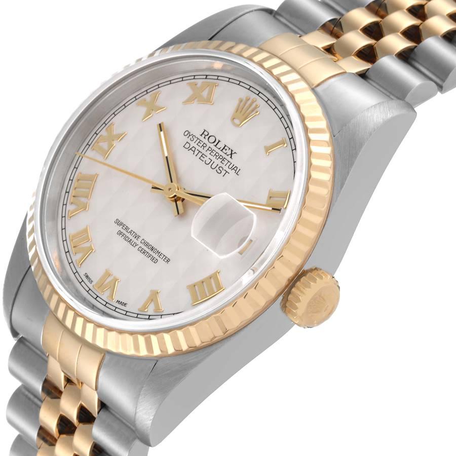 Rolex Montre Datejust en acier, or jaune et or ivoire avec cadran pyramidal, pour hommes 16233 1