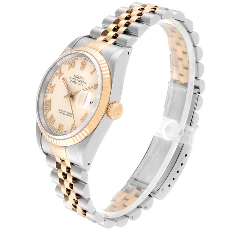 Rolex Datejust Steel Yellow Gold Ivory Roman Dial Men's Watch 16233 1