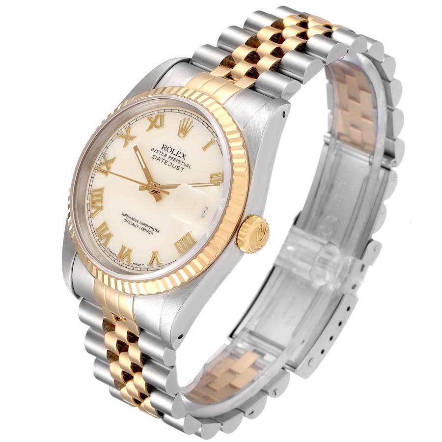 Rolex Datejust Steel Yellow Gold Ivory Roman Dial Men's Watch 16233 1