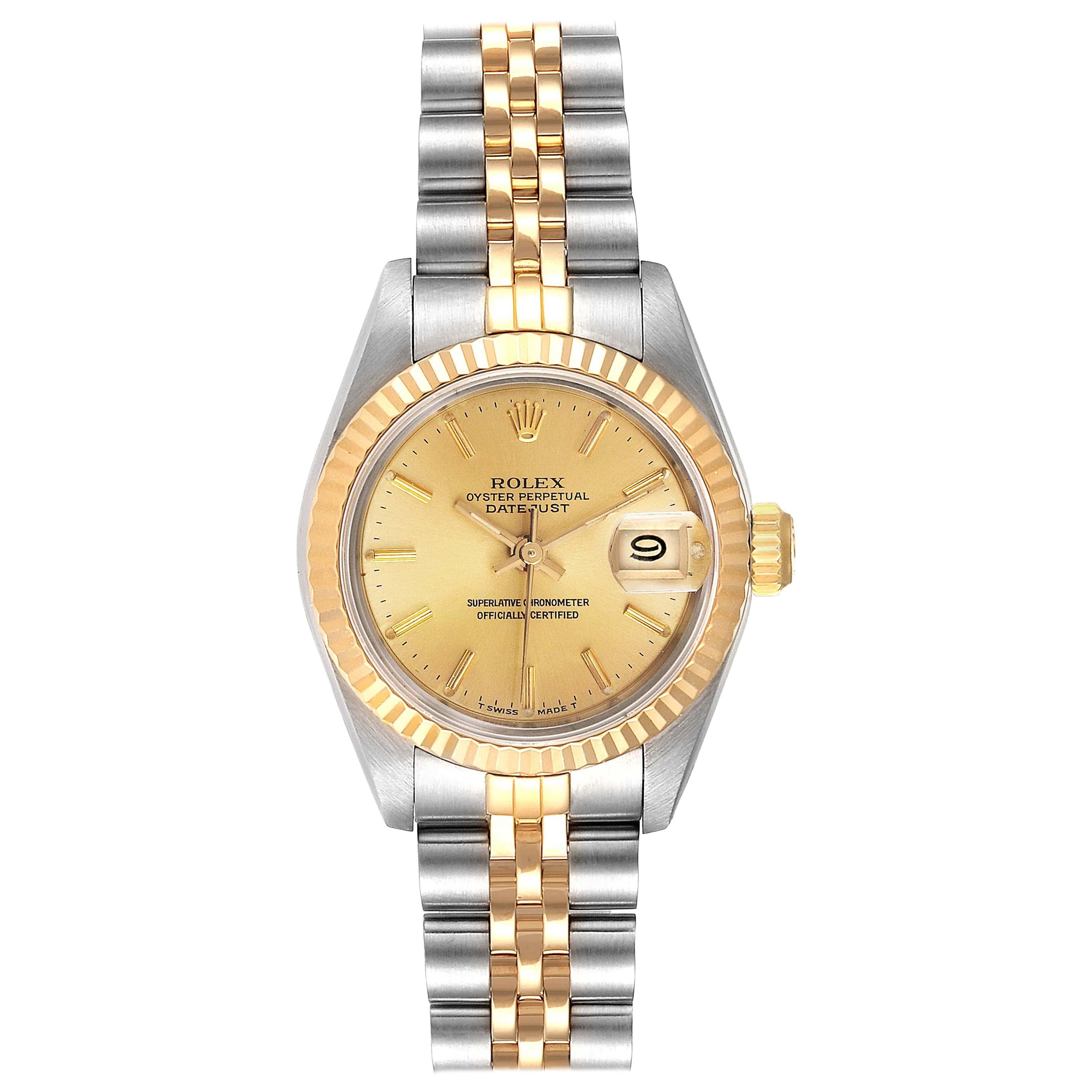 Rolex Datejust Steel Yellow Gold Jubilee Bracelet Ladies Watch 69173 For Sale